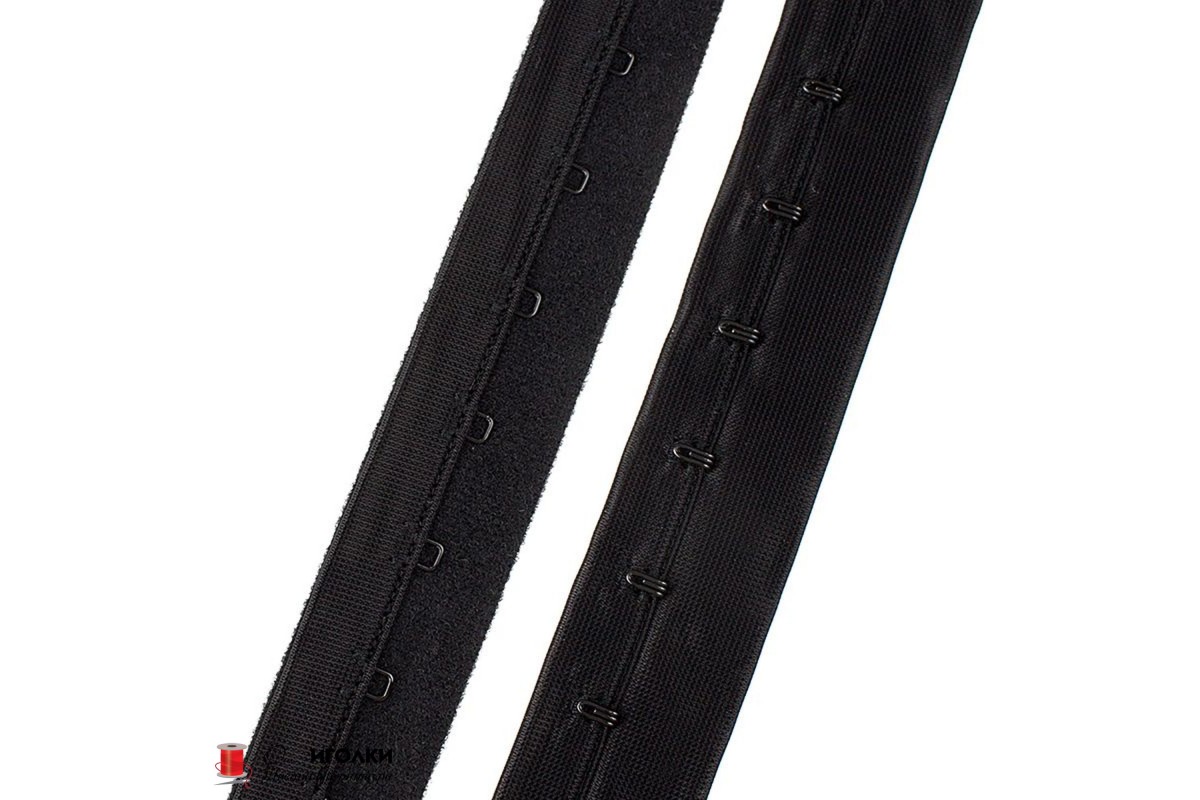 Крючки на ленте 1 ряд шир.2,5 см (25 мм). арт.10735 цв.черный уп.45 м.